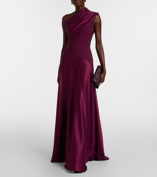 Solace London Gabriela draped one-shoulder satin gown