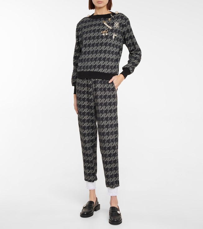 Rodarte Herringbone cotton-blend sweatpants