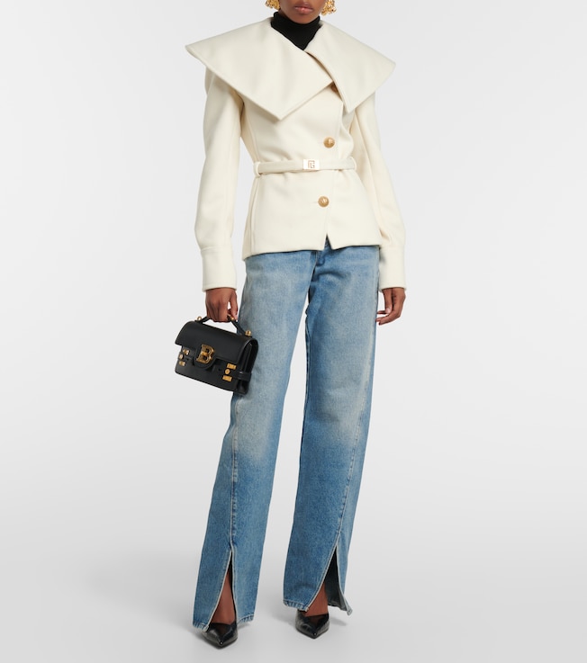 Balmain Asymmetric virgin wool coat  