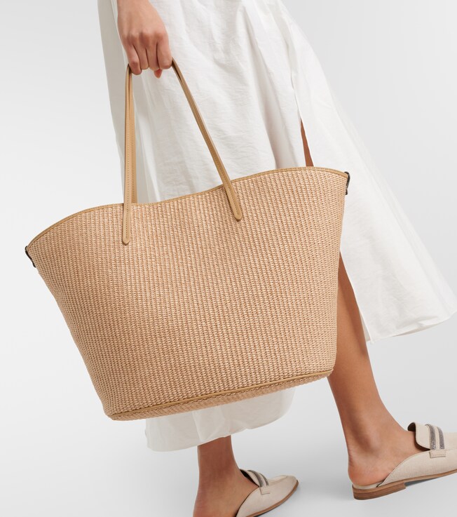 Shopper Medium aus Raffiabast mit Leder | Brunello Cucinelli