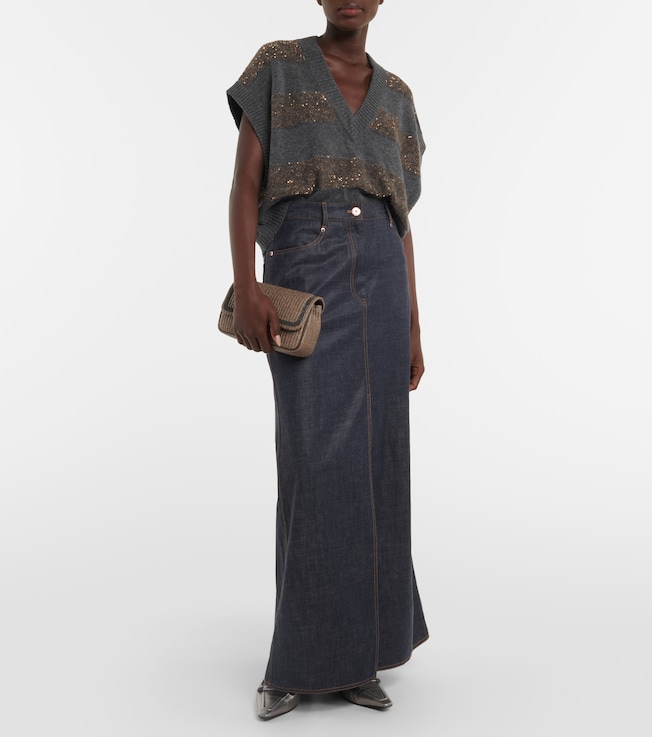 Brunello Cucinelli Denim maxi skirt
