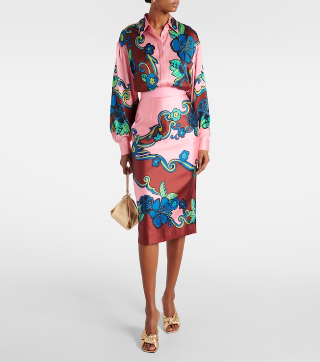 Alémais Floral high-rise midi skirt