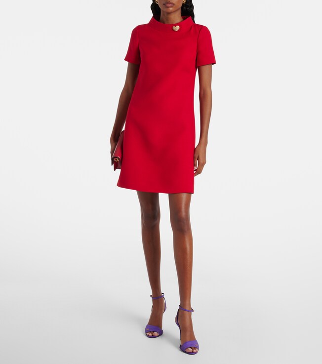 Valentino Embellished wool and silk minidress