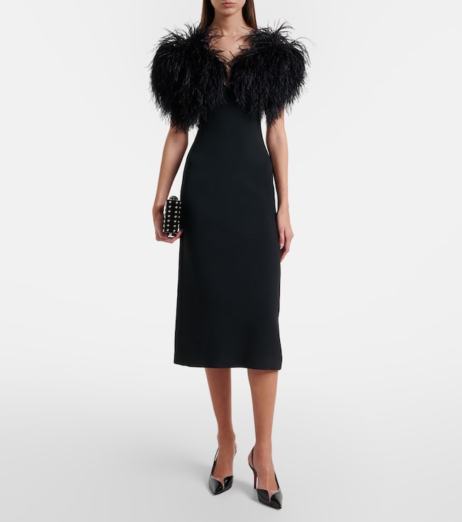 David Koma Feather-trimmed cocktail dress