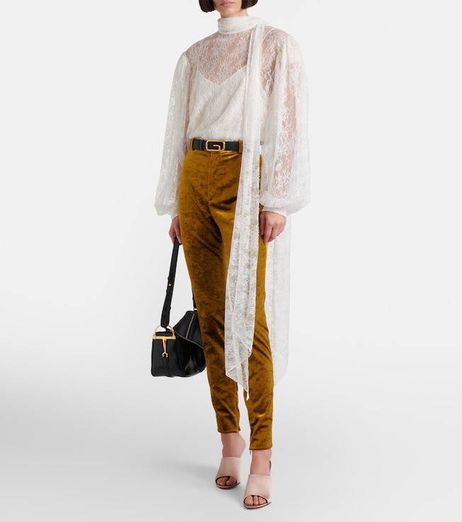 Gucci Scarf-detail sheer floral blouse