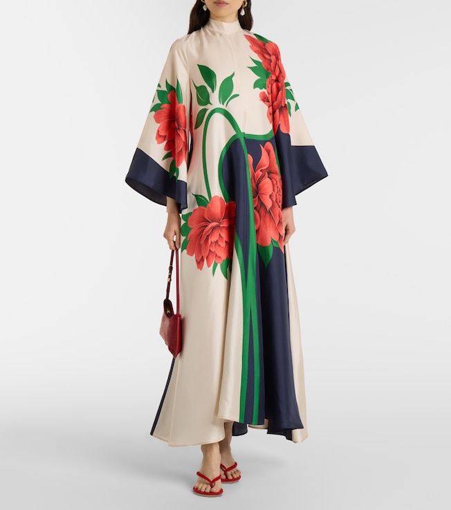 La DoubleJ Magnifico floral silk twill maxi dress