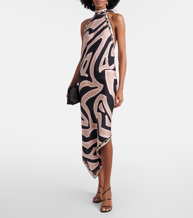 Pucci Labirinto halterneck silk twill midi dress
