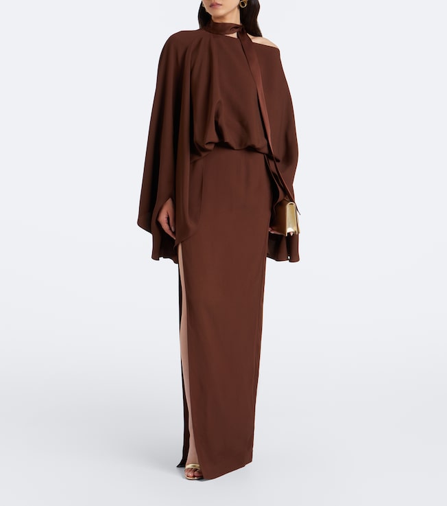 Taller Marmo Brooks scarf-detail caped maxi dress