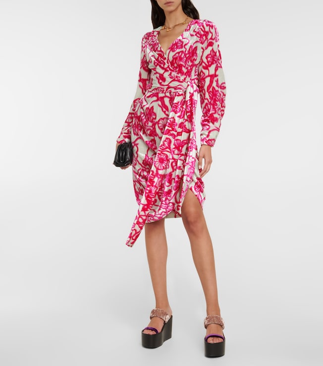Dries Van Noten Printed velvet midi dress