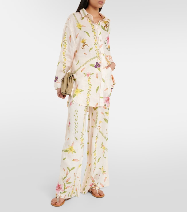 Agua by Agua Bendita Piñon Marina linen wide-leg pants
