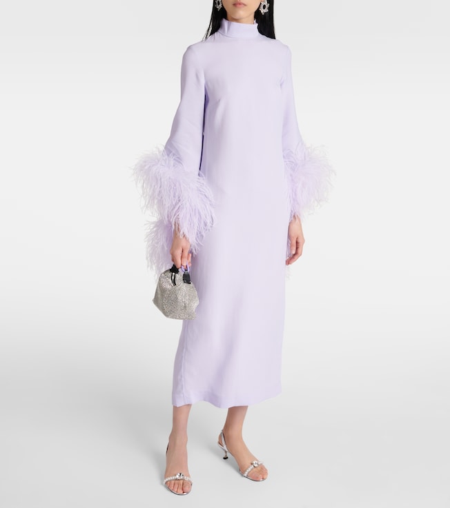 Taller Marmo Del Rio feather-trimmed crêpe midi dress