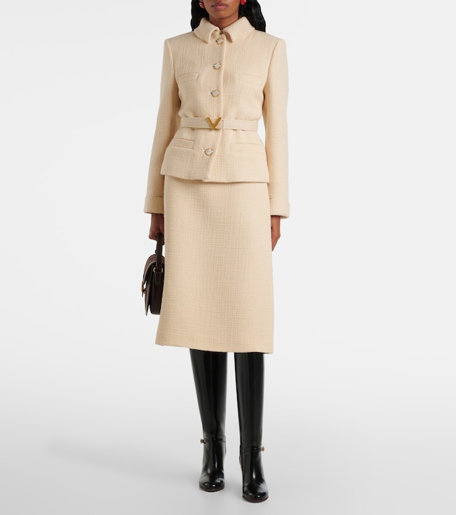 Valentino Mossi wool-blend tweed midi skirt