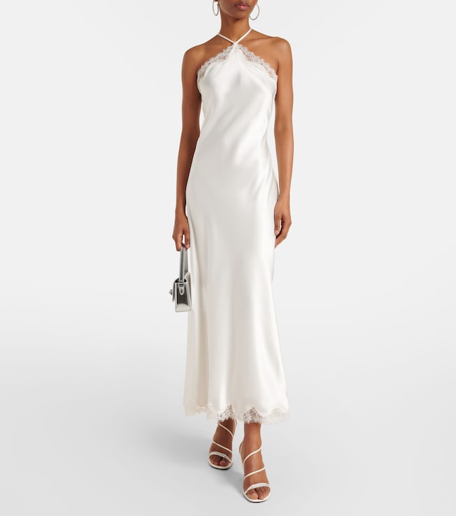 RIXO Bridal Harlan lace-trimmed satin slip dress