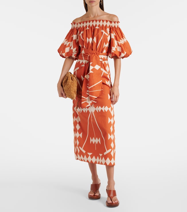 Johanna Ortiz Printed cotton poplin midi dress