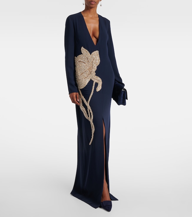 Costarellos Jennis embellished crêpe maxi dress