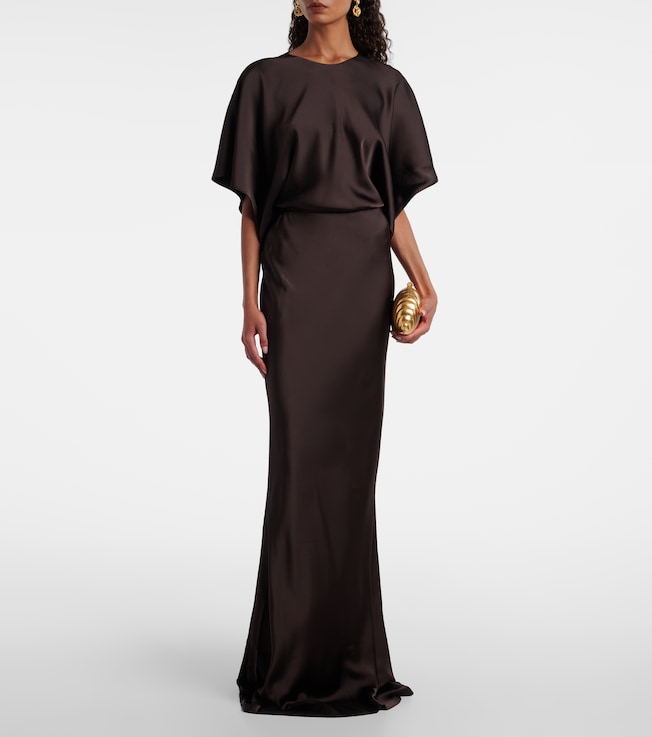 Norma Kamali Obie draped satin gown