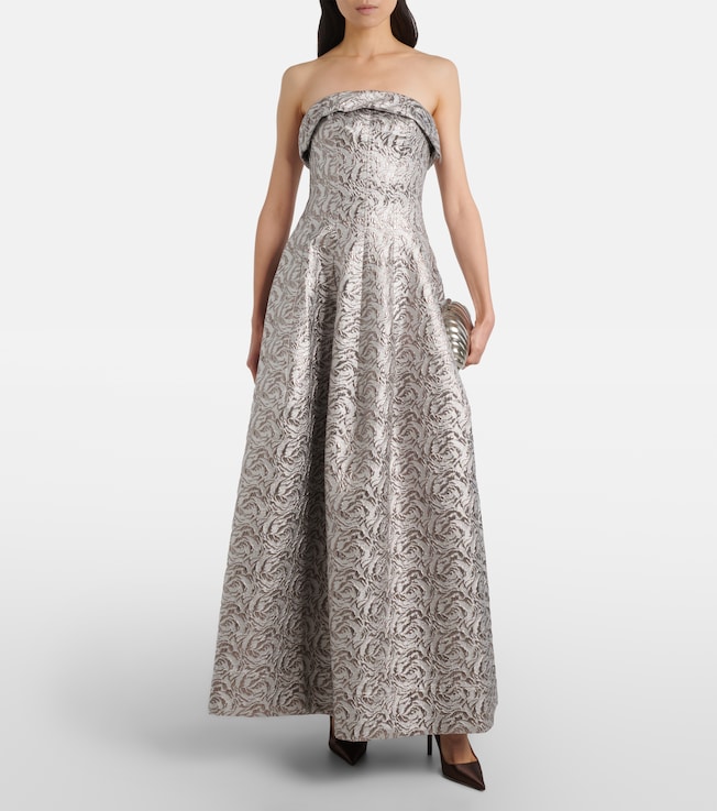 SIMKHAI Metallic-effect bustier gown