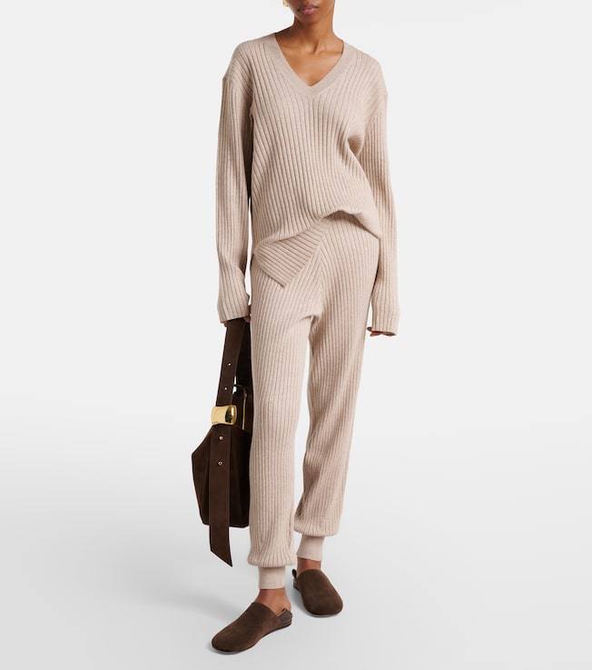 Jardin des Orangers Ribbed-knit cotton and cashmere sweatpants