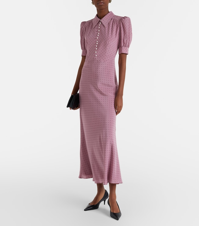 Alessandra Rich Polka-dot silk midi dress