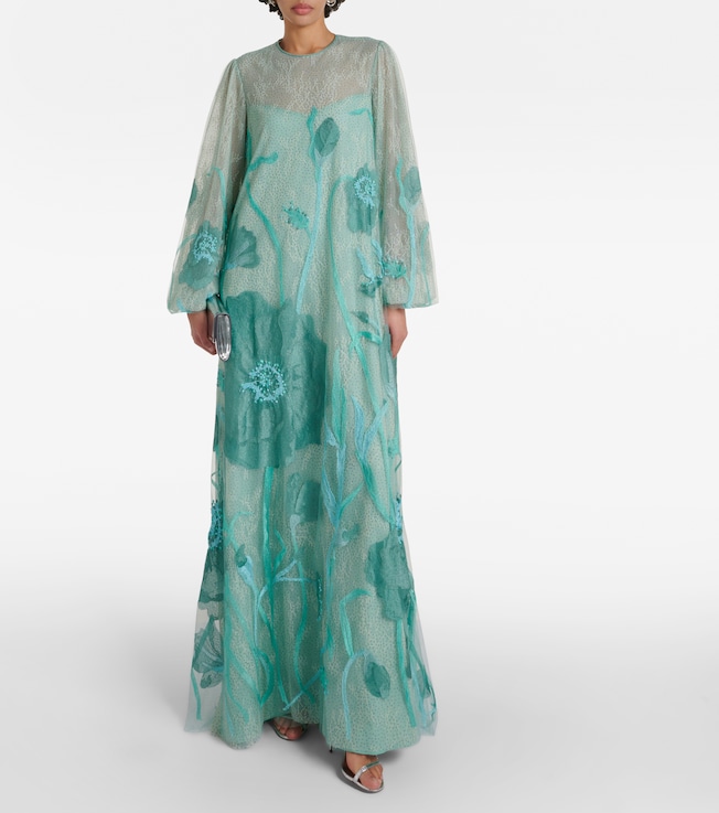 Costarellos Yesenia embroidered tulle gown