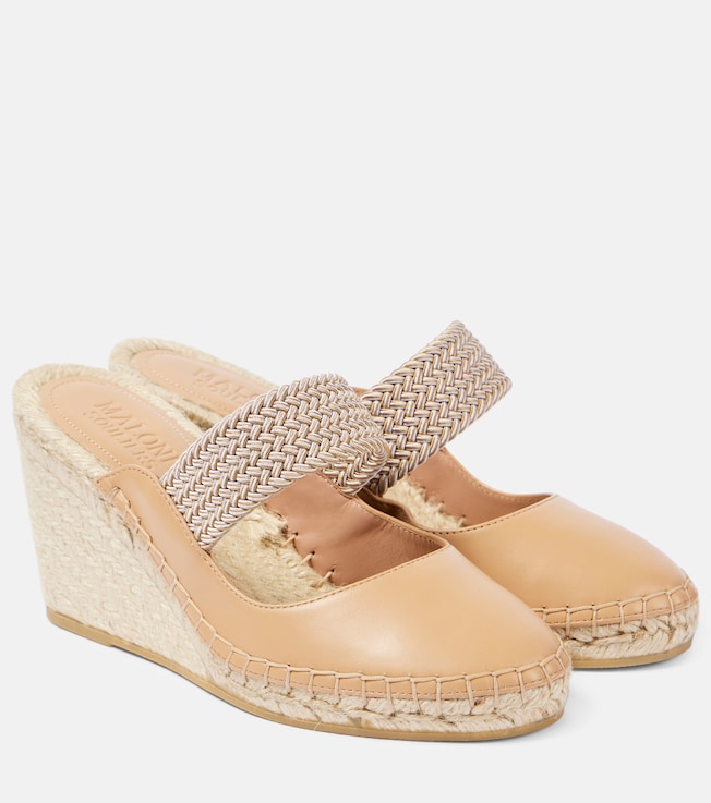 Malone Souliers Siena 70 leather espadrille wedges