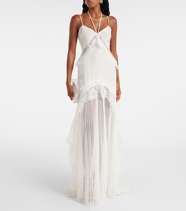 David Koma Bridal lace-trimmed taffeta and tulle gown