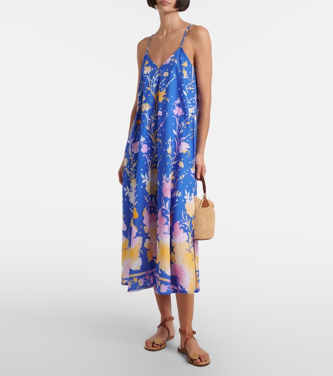 Juliet Dunn Floral cotton and linen midi dress