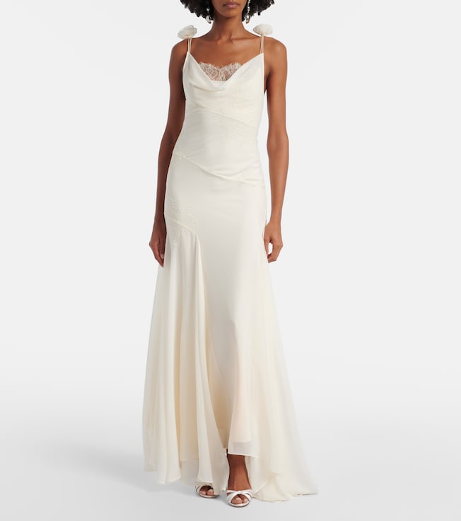 DE LA VALI Bridal Dia silk chiffon gown