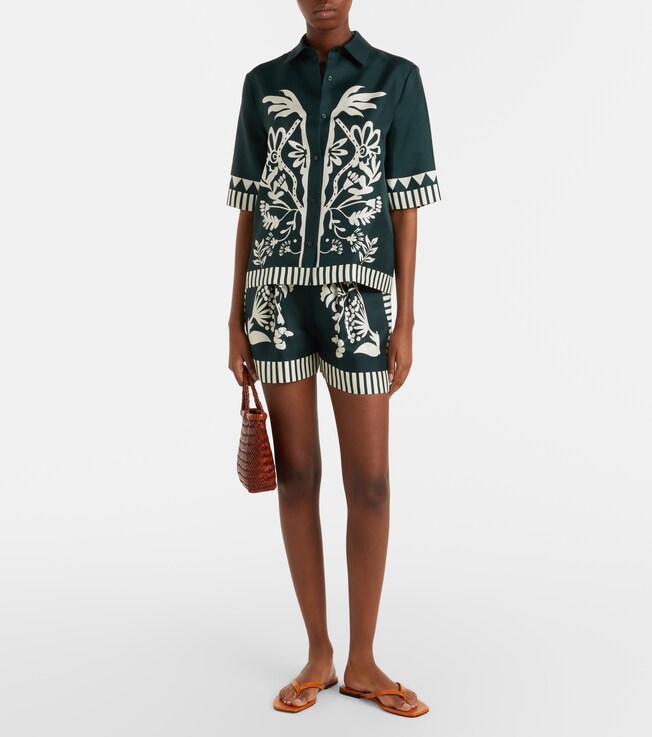Eres Arjun printed silk twill shorts
