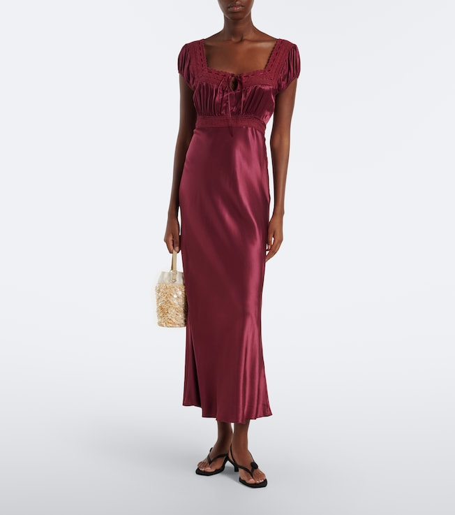 RIXO Maeva lace-trimmed satin midi dress