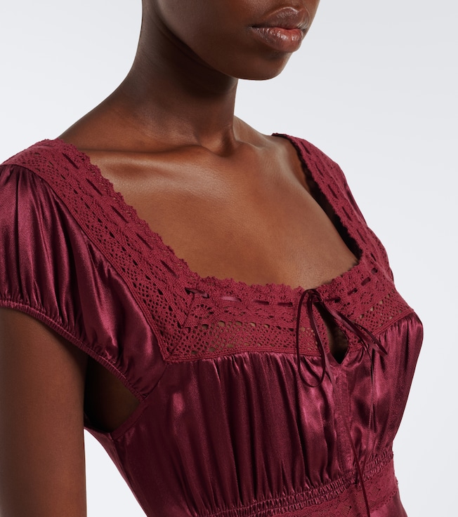 RIXO Rixo Maeva lace-trimmed satin midi dress