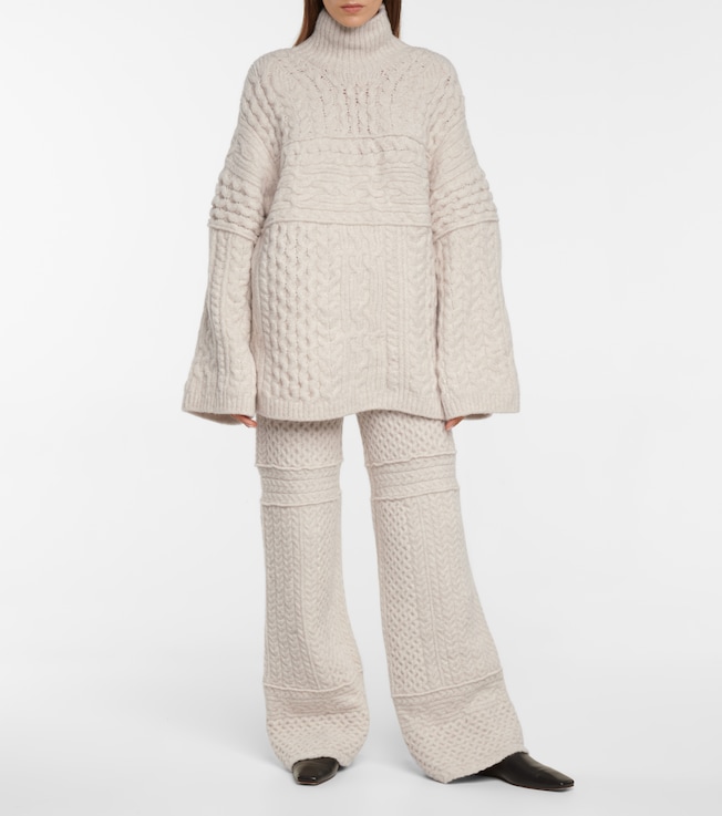 Nanushka Fina cable-knit wool-blend pants