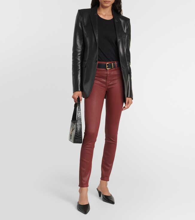 7 For All Mankind High-rise cotton-blend skinny jeans