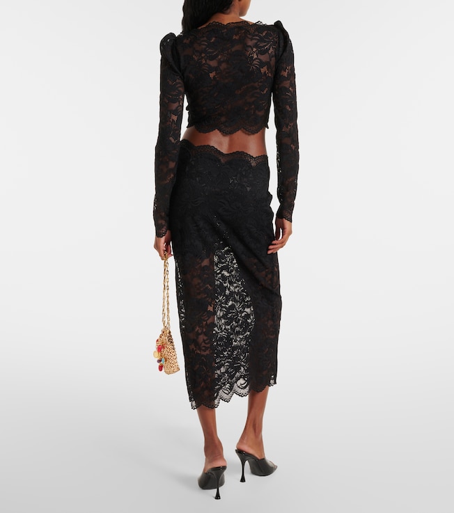 Rabanne Rabanne Floral lace midi skirt