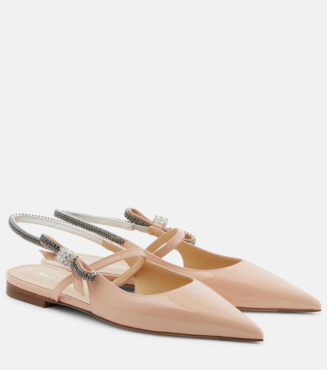 MACH & MACH Crystal Cube patent leather slingback flats