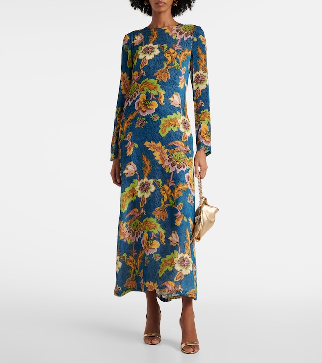 La DoubleJ Swing printed devorée velvet maxi dress