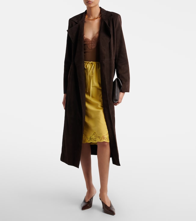 NOUR HAMMOUR Winona belted suede wrap coat