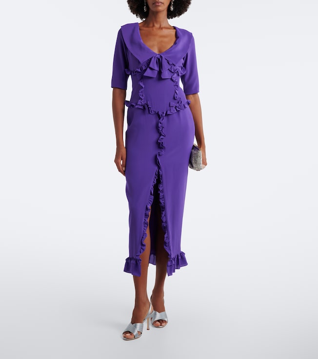 Alessandra Rich Ruffled silk crêpe de chine midi dress