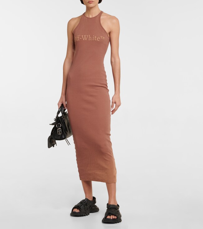 Off-White Logo cotton-blend midi dress