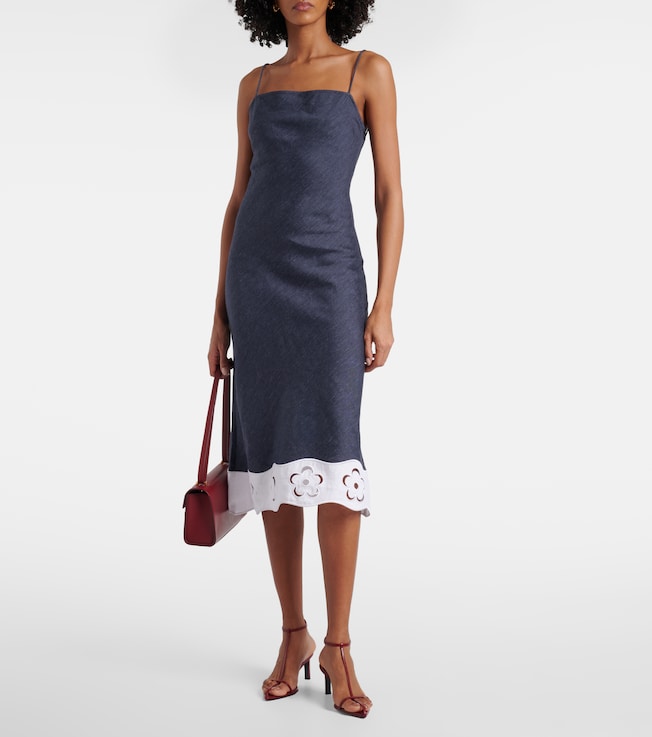 Staud Paolo linen-blend midi dress