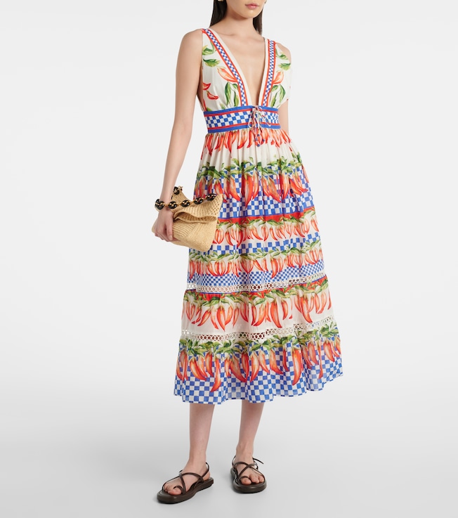 FARM Rio Printed cotton midi dress