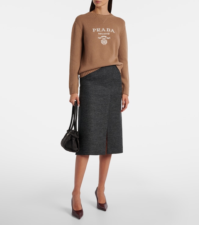 PRADA ニットスカート Prada - Suede, wool, and cashmere sweater | Plush