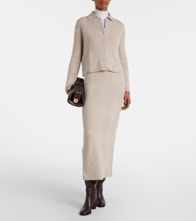 Max Mara Salubre argyle cashmere midi skirt