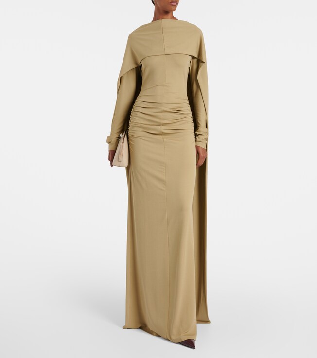 TOVE Malena caped ruched jersey maxi dress