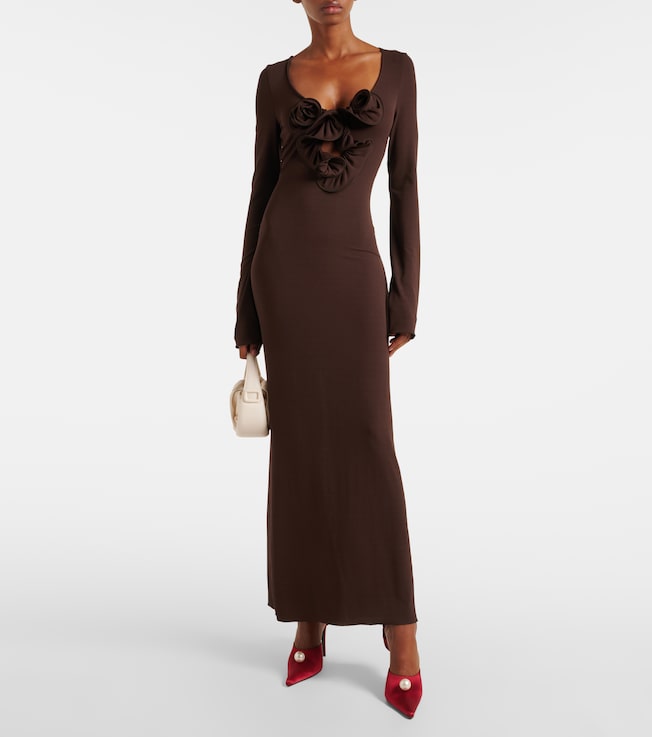 Magda Butrym Floral-appliqué jersey maxi dress