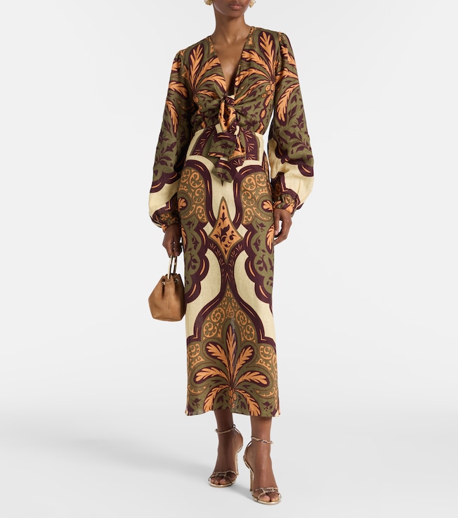 Johanna Ortiz Across Paradise printed linen midi dress