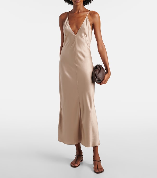 LESET Barb satin slip dress