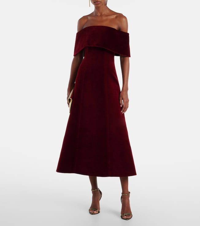 Emilia Wickstead Carita off-shoulder cotton velvet midi dress