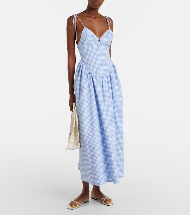 Bananhot Paloma gingham cotton poplin maxi dress