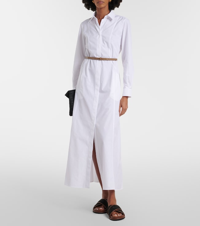 Max Mara Adunco belted cotton poplin shirt dress
